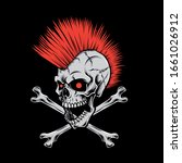 punk skull mohawk vector logo