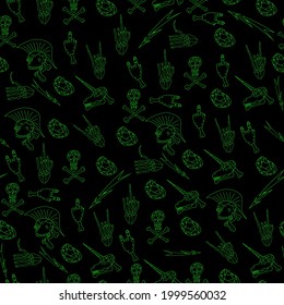 punk skull, seamless pattern, vector illustration
