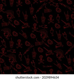 punk skull, seamless pattern, vector illustration