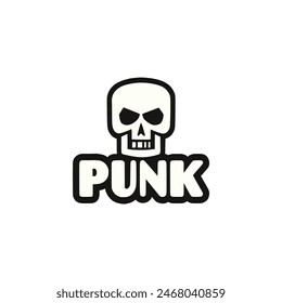 punk skull text logo sticker tshirt vector illustration template design