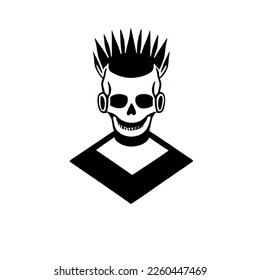 punk skull vector,black and white,design concept,logo,type logo,for template 