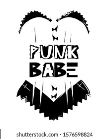 punk slogan with corset sketch