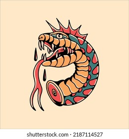 Punk Snake Tattoo Vector Design Stock Vector (royalty Free) 2187114527 