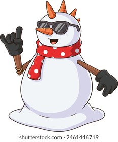 Punk snowman character vector illustration