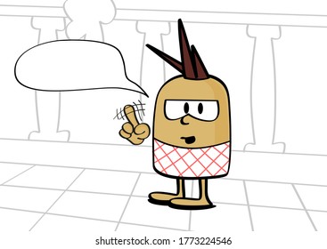 Punk style cute character on the street, saying no with his finger and talking. Cartoon style vector illustration.