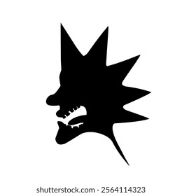 punk style head silhouette on white background.