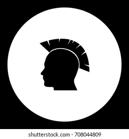 punk style head simple silhouette black icon eps10