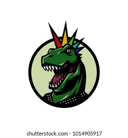 Punk T Rex Head mascot logo illustration