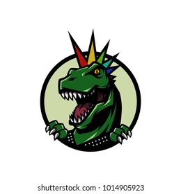 Punk T Rex Head mascot logo illustration