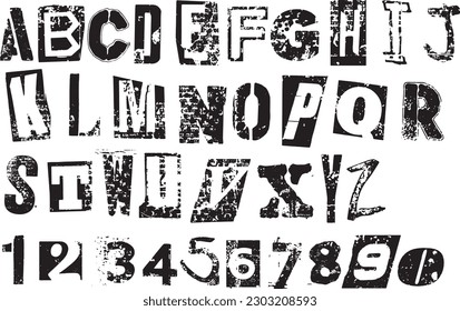 Punk typography, stencils, Letters, Vector