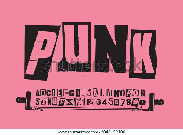 Punk Typography Vector Alphabet Numbers Type Stock Vector (Royalty Free ...