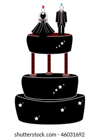 Punk woman and man on a cake - vector version