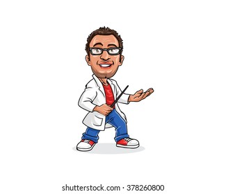 punk young professor learner cartoon mascot character vector