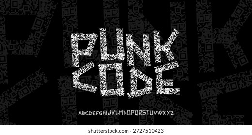 Fontes PunkCode, fonte de exibição Raw punk com estilo de textura grunge de código de barras. Perfeito para cartazes, arte musical, roupas de rua e marca de moda.