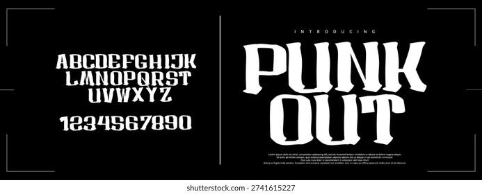 Punkout Font is Bold distorted punk display font with warped serif edges and rebellious attitude, perfect for grunge posters and edgy branding.