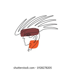 Punky Gesichtszeilenzeichnung. Strangezeichner