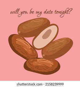 Puns dates fruit vector illustration