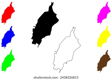 Punta Arenas city (Republic of Chile) map vector illustration, scribble sketch Sandy Point, Magallanes City, commune, and port map