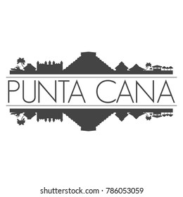 Punta Cana Dominican Republic America Skyline Vector Art Mirror Silhouette Emblematic Buildings