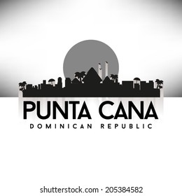 Punta Cana Dominican Republic, Black Skyline Design, Vector Illustration. Typographic City Silhouette