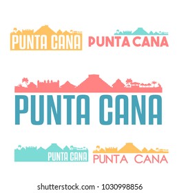 Punta Cana Dominican Republic Flat Icon Skyline Vector Silhouette Design Set