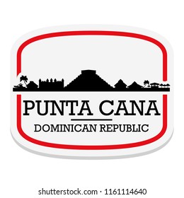 Punta Cana Dominican Republic Label Stamp Icon Skyline City Design Tourism Logo.