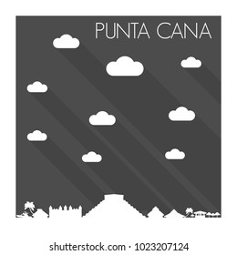 Punta Cana Dominican Republic Skyline City Flat Silhouette Design Background