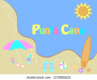 Punta Cana, Dominican Republic . Summer banner, tropical beach design