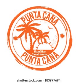 Punta Cana grunge carimbo de borracha em branco, ilustração vetorial