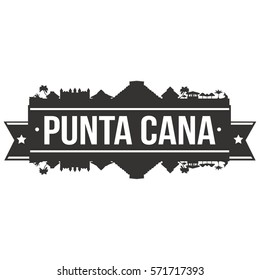 Punta Cana Skyline Stamp Silhouette City Design Vector Art Landmark.