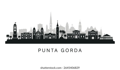Punta Gorda Skyline Black Silhouette with Vector.