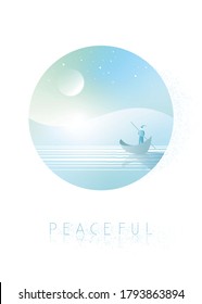 Punts a boat under peaceful night