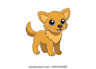 Pup Dog Vector Illustration, Cartoon, Clipart and Line Art Design