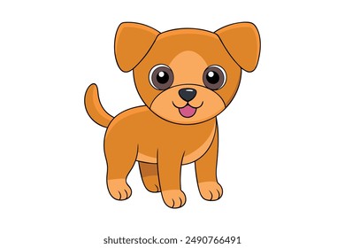 Pup Dog Vector Illustration, Cartoon, Clipart and Line Art Design