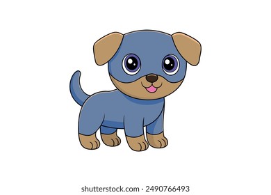 Pup Dog Vector Illustration, Cartoon, Clipart and Line Art Design