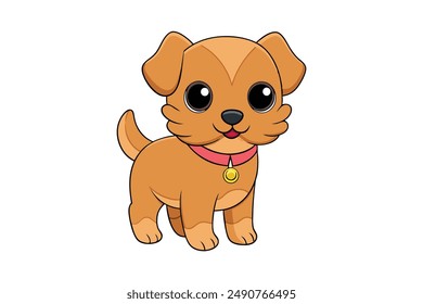 Pup Dog Vector Illustration, Cartoon, Clipart and Line Art Design