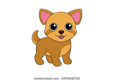 Pup Dog Vector Illustration, Cartoon, Clipart and Line Art Design