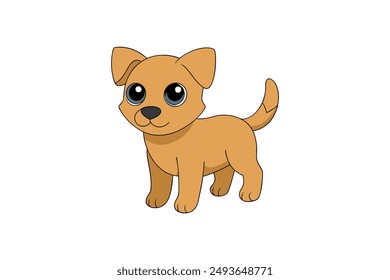 Pup Dog Vector Illustration, Cartoon, Clipart and Line Art Design