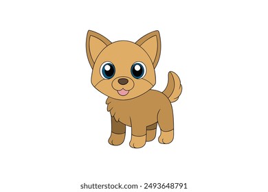 Pup Dog Vector Illustration, Cartoon, Clipart and Line Art Design