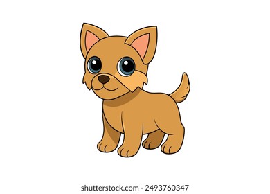 Pup Dog Vector Illustration, Cartoon, Clipart and Line Art Design