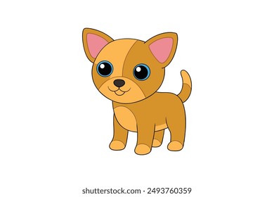 Pup Dog Vector Illustration, Cartoon, Clipart and Line Art Design