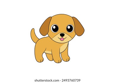 Pup Dog Vector Illustration, Cartoon, Clipart and Line Art Design