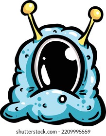 Pupa or Cocoon Style Blob Alien Cartoon Character with Antenna 