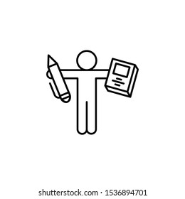Pupil book pen icon. Element of school icon