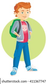 pupil boy cartoon flat 