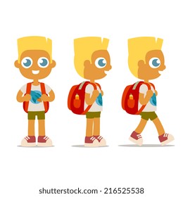 pupil boy, cartoon flat style illustration