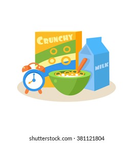Desayuno Pupil. Ilustración del vector de diseño plano de la educación