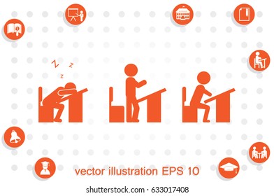 pupil chair desk icon vector illustration EPS 10