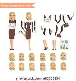 Pupil character for your scenes. Parts of body template for design work and animation