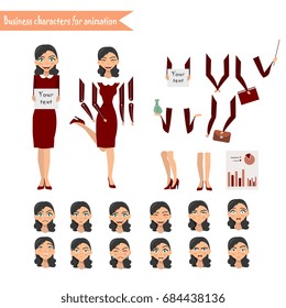 Pupil character for your scenes. Parts of body template for design work and animation
